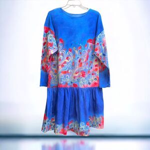 Art to Wear Hand Painted Lagenlook Casual Dress Artsy Fiber Art Unbranded O/S